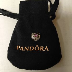 Pandora jewelry bracelet amethyst purple silver heart February charm like new